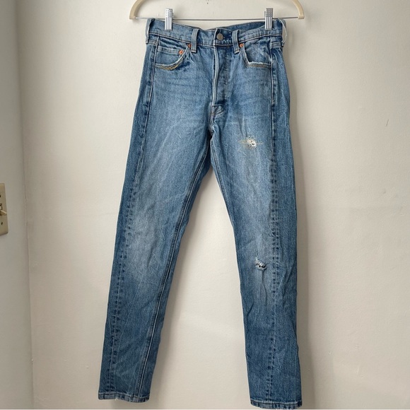 Levi's altered 501 skinny distressed jeans size 24 - Picture 9 of 11